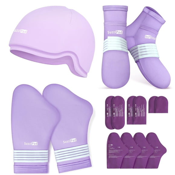 Combo SUZZIPAD Guantes, Calcetas y Gorro Refrescante para Quimioterapia