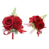 Magideal - Boutonniere De Ramillete De Muñeca Hecho Para , Rojo, 15X12Cm