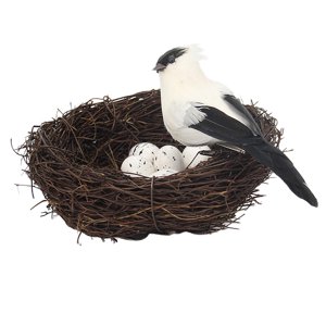 Magideal - De Pájaro Artificial Natural, Decoración De Jardín, De Pájaro De Ratán, De Pájaro Hecho , Manualidades Para Patio, Navidad, Boda, Blanco