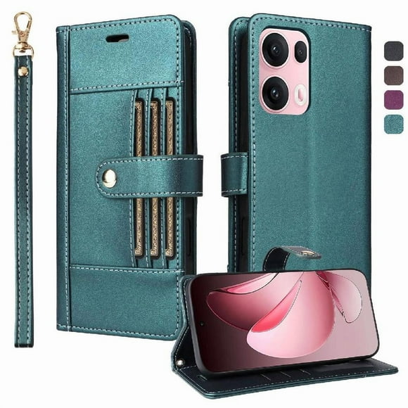 FOXDOCK Funda tipo Cartera para OPPO Reno 13 Pro 5G – Cubierta de Cuero PU con Múltiples Ranuras, Bolsillo para Efectivo y Correa de Muñeca