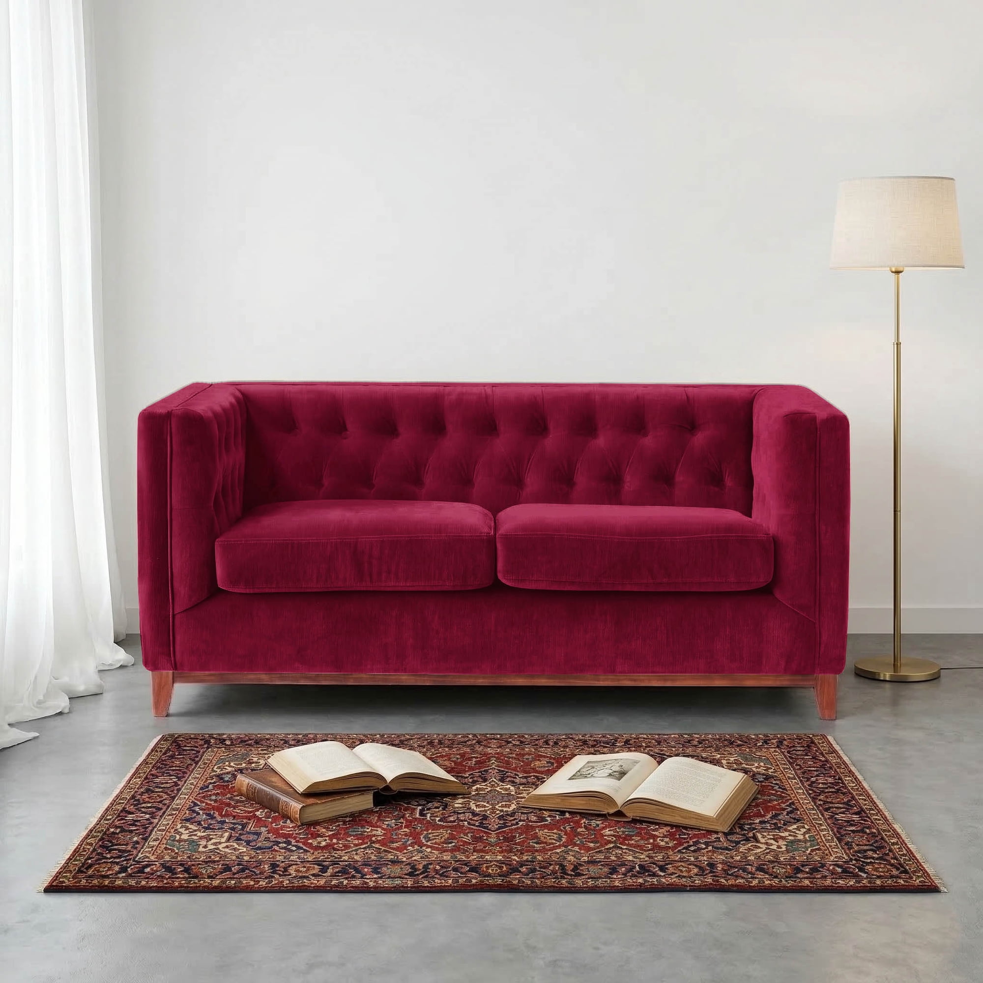 Latam Home - Sofa Roma 2 C Tela Velvet Burdeo