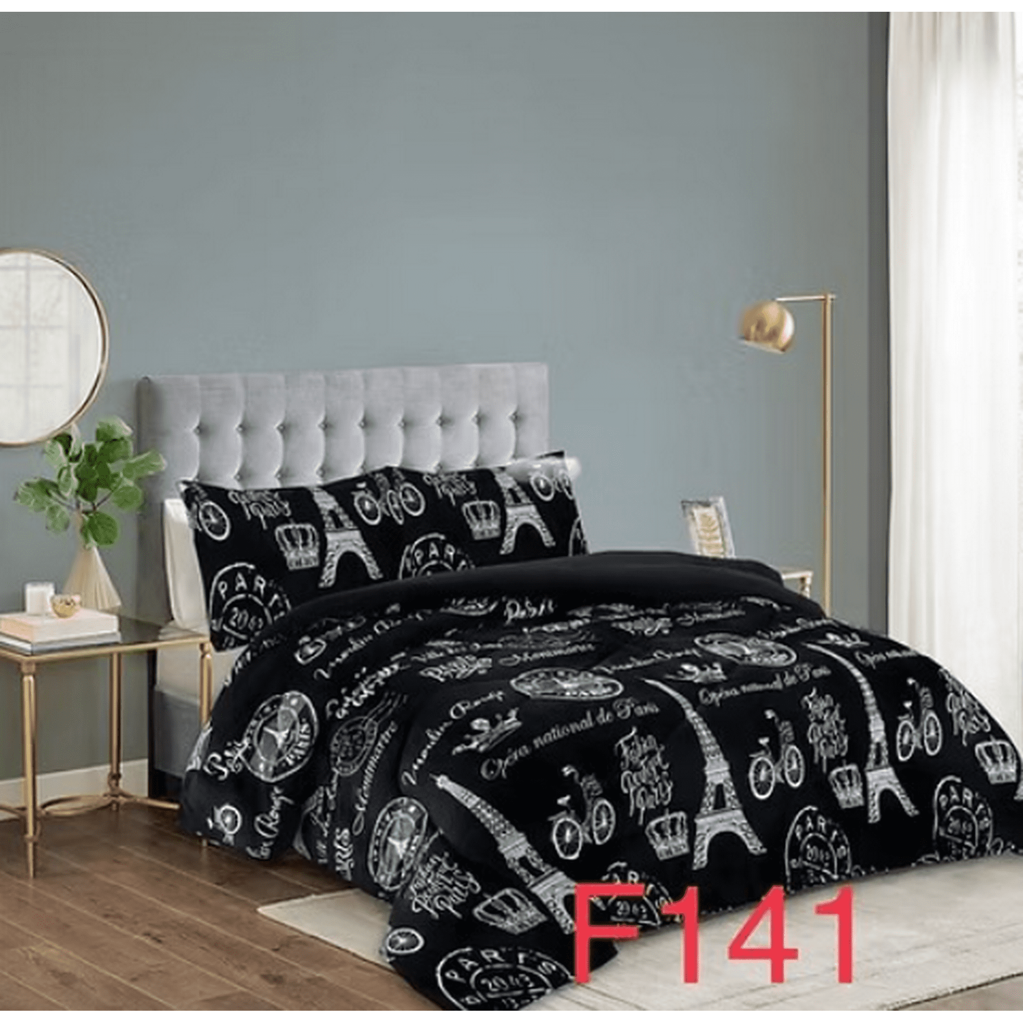 Todostore - Cobertor Plush Con Chiporro Plaza Y Media Color Gris Color Blanco Y Negron Diseño