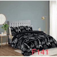 Todostore - Cobertor Plush Con Chiporro Plaza Y Media Color Gris Color Blanco Y Negron Diseño