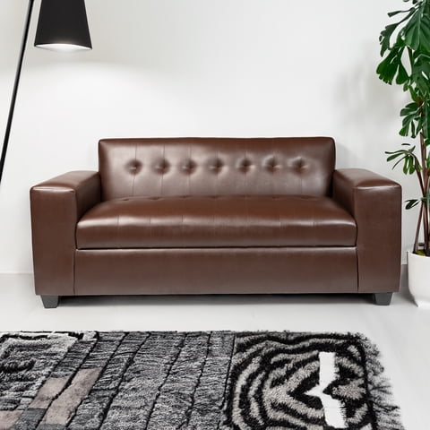 Muebles New - Sofa Dos Cuerpos Ecocuero Chocolate