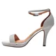 thumbnail image 3 of Sandalia Mujer Taco Alto Tela Shine Metal Glamour Plata Vizzano, 3 of 3
