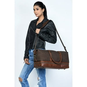 Bolso Sharo Weekender Lona Y Cuero