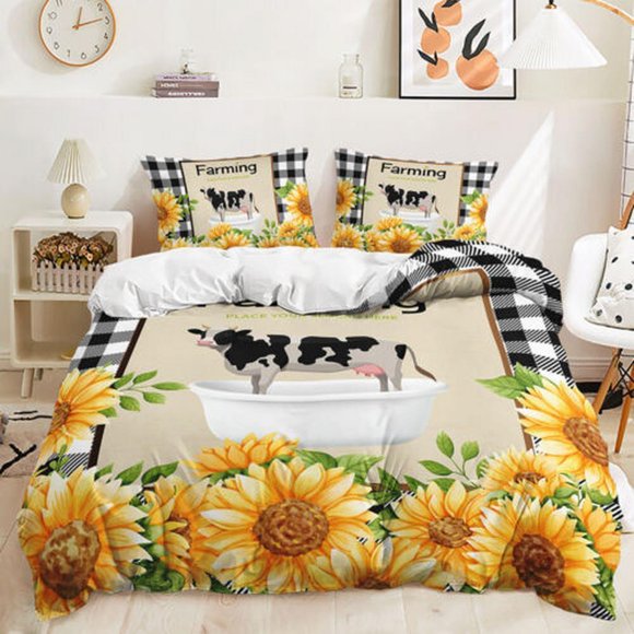 Healthy Farm Family Quilt Duvet Cover Set Pillowcase Kids Home Textiles3-Piece Bedding Set