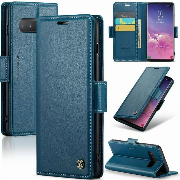 CaseMe tipo cartera Samsung Galaxy S10 con cierre magnético, RFID, tarjetero, soporte, carga inalámbrica