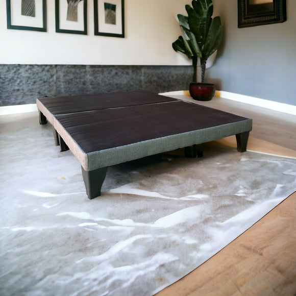 Base de Cama Europea 2 Plazas Dividida Tela Gris Oscuro