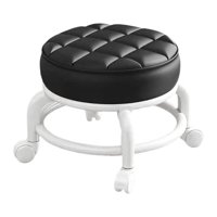 Bothyi - Taburete Giratorio De 360° Con Asiento Bajo Y Ruedas, Silencioso, Para Cocina, Peluquería, Oficina, Color Negro