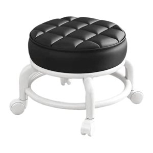 Bothyi - Taburete Giratorio De 360° Con Asiento Bajo Y Ruedas, Silencioso, Para Cocina, Peluquería, Oficina, Color Negro