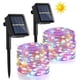thumbnail image 2 of Cadena de luces solares para exteriores, 10 m, 120 LED, colorida cadena de luces navideñas para exteriores, cadena de luces solares de alambre de cobre, 8 modos, impermeable, estrellas interiores par, 2 of 7