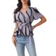 thumbnail image 1 of INSPIRE CHIC Blusa Elegante de Mujer con Volantes, Escote en V Cruzado, Cintura Elástica y Cinturón, XS Púrpura Polvoriento, 1 of 6