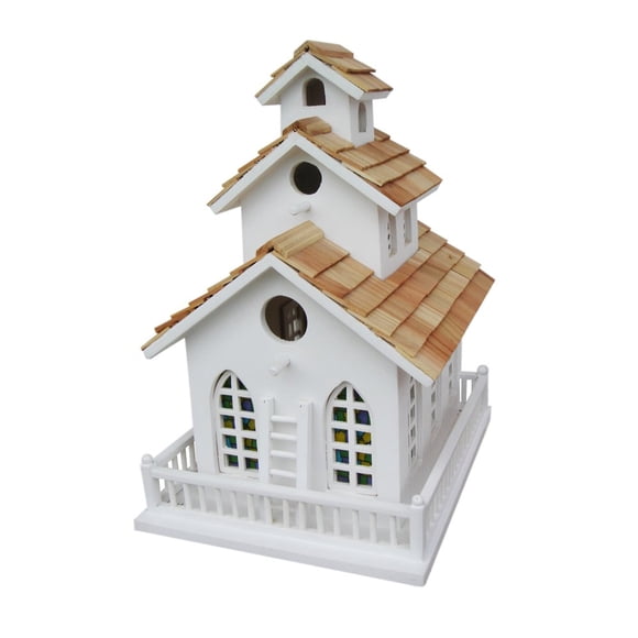 Casa para pájaros Home Bazaar Chapel Bell blanca/pino 12.5 x 10 x 8 cm