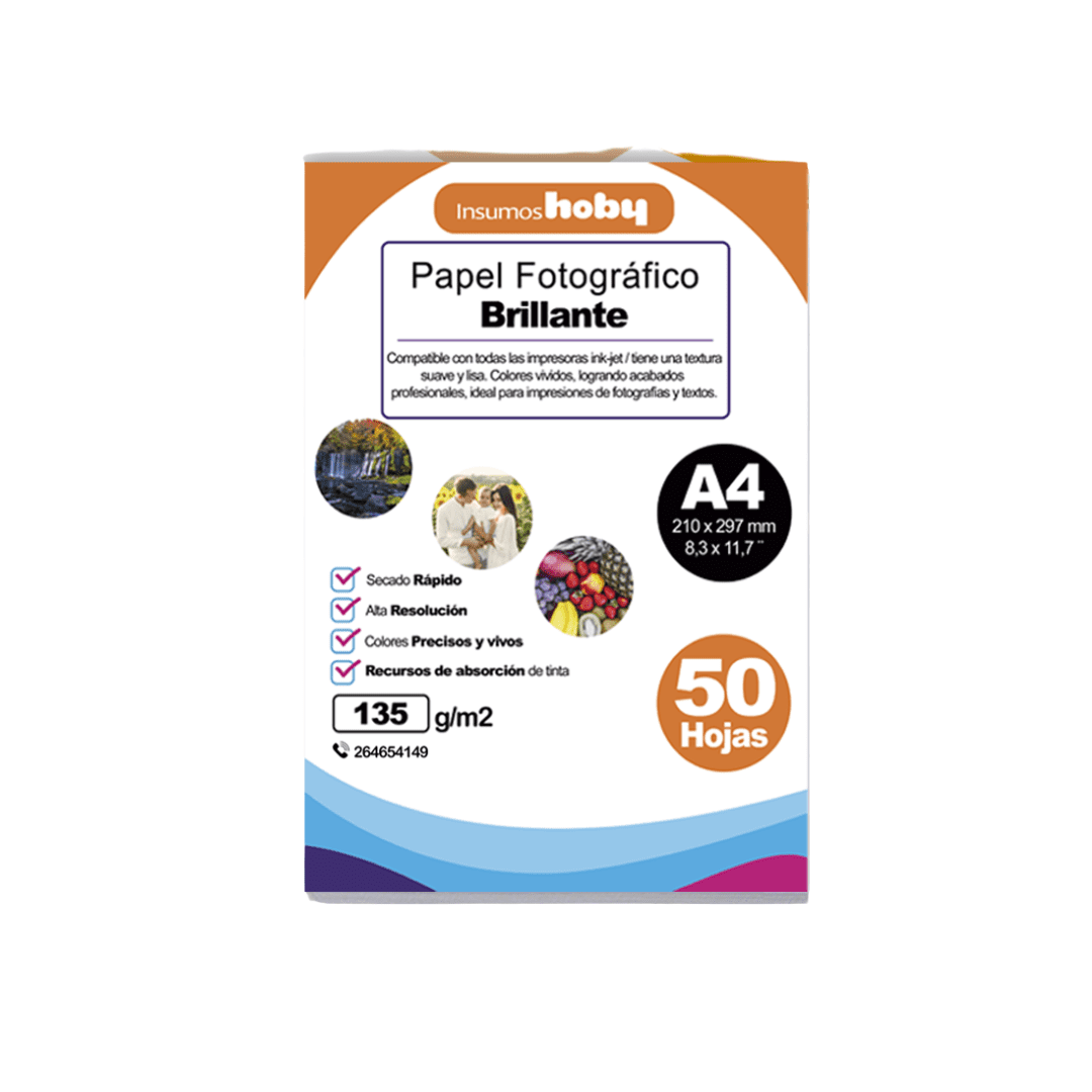 Hoby - Papel Fotográfico Glossy 135 Gr / A4 – 50 Hojas