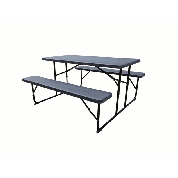 Set de Mesa y Bancos Plegables Café