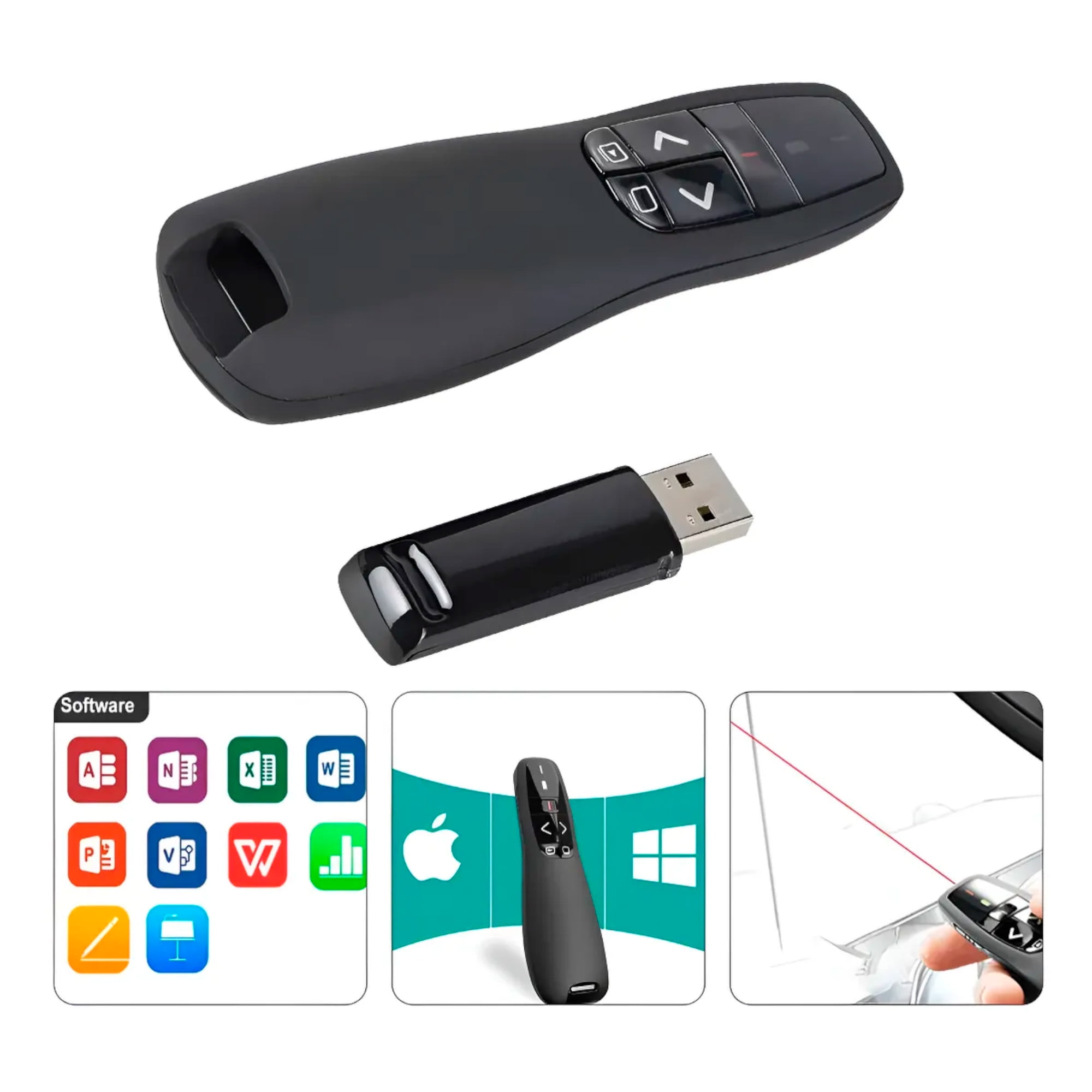 Aspor - Presentador Powerpoint Puntero Laser 100m Inalámbrico R400