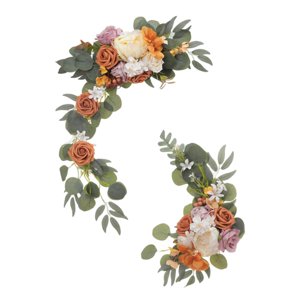 Magideal - 2X Arco De Flores Para Boda, Arreglo Floral, Hermosa Decoración Versátil, Rosa Artificial Para Puerta Delantera, Fiesta Del Día De San Valentín Naranja