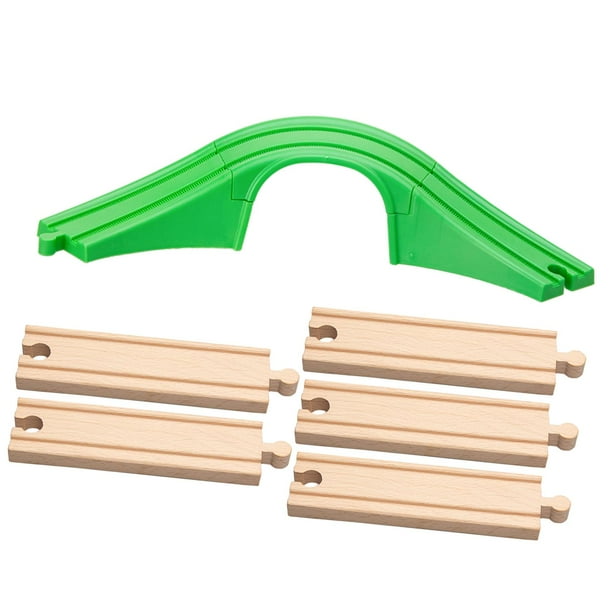 Pista De Tren De Madera – Puente De Un Arco De 38x4x7 Cm, Compatible Con La Mayoría De Trenes De Juguete, Montaje En 3 Partes, Para Mayores De 12 Años, Uso Bajo Supervisión
