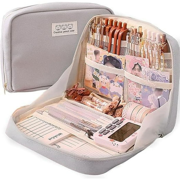Estuche Para Lápices De Gran Capacidad, Estuche Para Lápices De Multifuncional, Organizadora De Papelería Con 8 Compartimento, Bolsa De Papelería De Gran Apertura Adecuada Para La Escuela