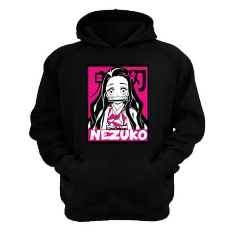 Genérico - Polerón Canguro Nezuko Negro Talla Xs Unisex