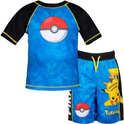 Set De Baño Pokémon Pikachu Rash Guard Y Bañador Para Niños De 8 Años