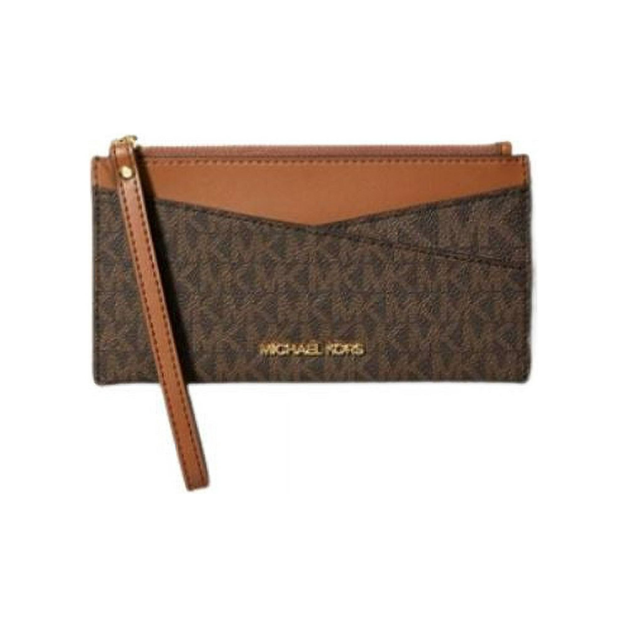 Tarjetero Michael Kors Muñequera Cruzada Con Logo Mediano Jet Set Para Mujer (café)