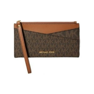Tarjetero Michael Kors Muñequera Cruzada Con Logo Mediano Jet Set Para Mujer (Café)