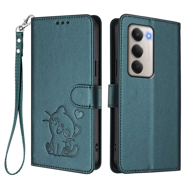 Carcasa Billetera de Cuero Sintético para Xiaomi Redmi 15 4G/5G, Verde Oscuro