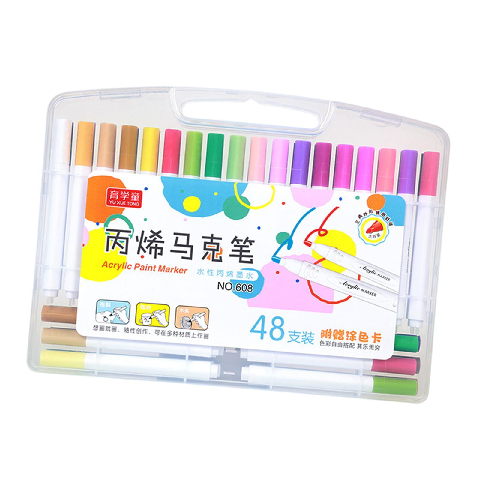 Bothyi - Marcadores De Pintura Acrílico Impermeable Con Estuche De Transporte Para Taza De Piedra Pintura De Roca 48 Color