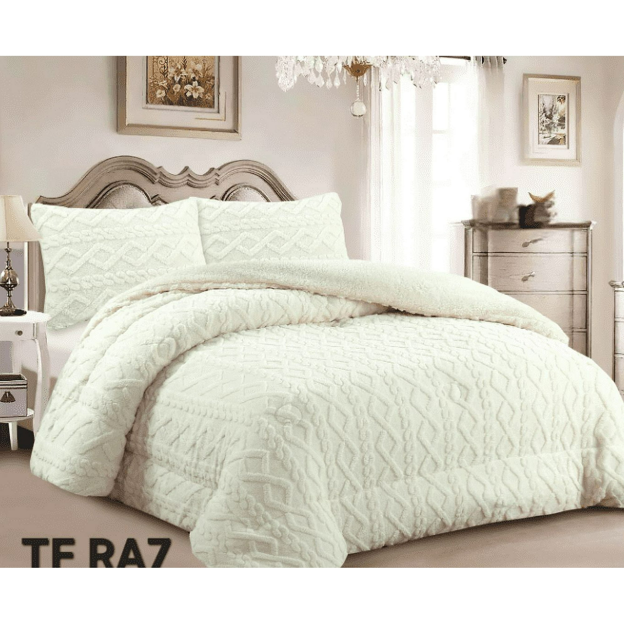 Tecnocasa - Plumon De Invierno Con Chiporro Trenzados Color Beige 2 Plazas