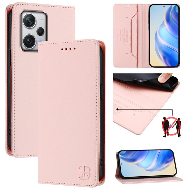 Funda Billetera con Soporte para Xiaomi Redmi Note 12 Pro Plus 5G Bloqueo RFID Plegable Rosa