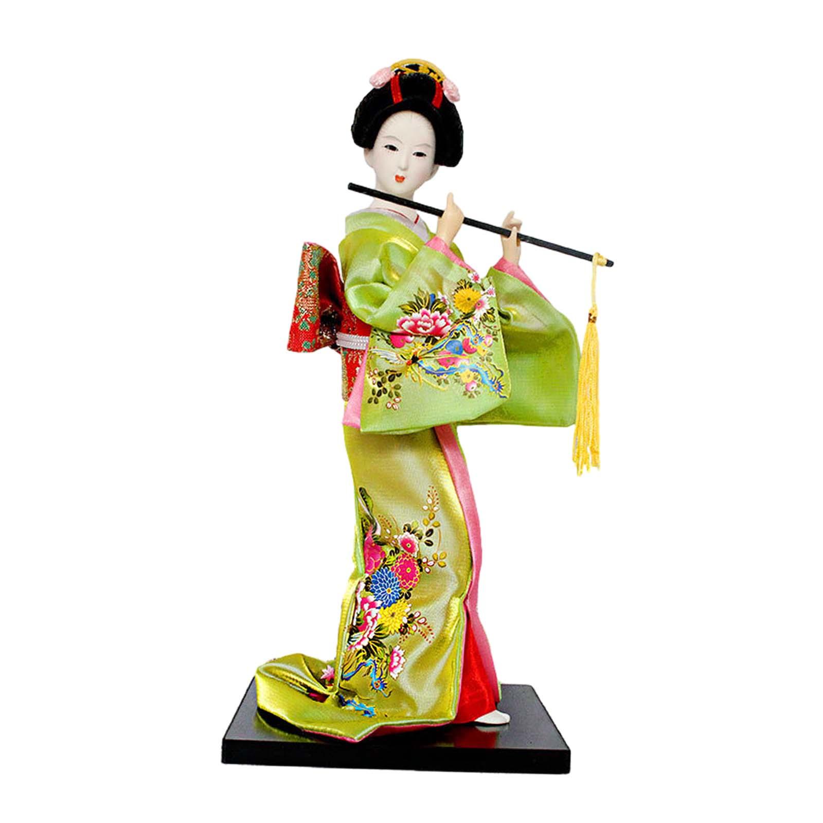 Magideal - Geisha Japonesa De 30Cm, Escultura Creativa De Muñeca Geisha, Figuritas En Miniatura, Muñeca Con Kimono Femenino, Estatuilla De Señora Para Decoración