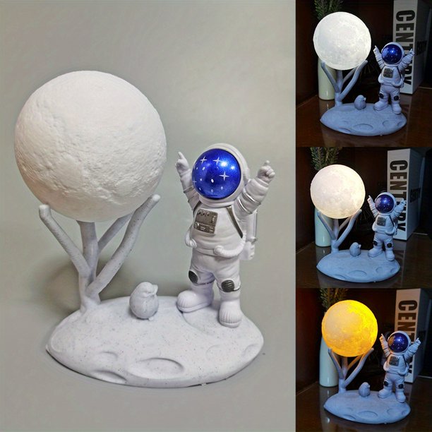 1pc Cute Mini Night Light, Moon Cute Figure Light Rechargeable Astronaut Decoration Astronaut Lamp Tabletop Light Healing Astronaut Astronaut Creative Gift Car Carrying Inside Cake Decoration Luminou