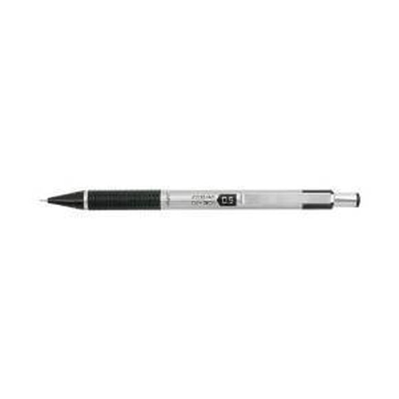Paquete de 12 Lápices Mecánicos M-301, 0.50 mm, Barril de Acero Inoxidable con Detalles Negros de ZEBRA