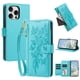 thumbnail image 1 of Funda Billetera Floral en Relieve iphone16 promax con Tarjetero y Cremallera Verde, 1 of 6