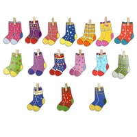 Bothyi - 16 Piezas De Calcetines De Madera Con Clip, Rompecabezas A Juego De Colores, Juguetes De Aprendizaje Para Niños