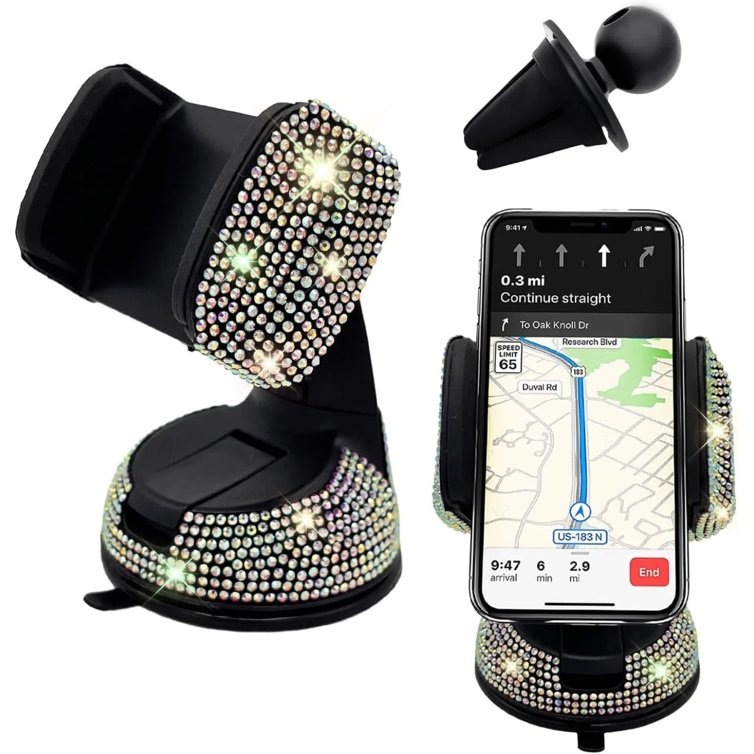 Genérico - Soporte Universal De Cristal Para Teléfono De Coche - Ajustable En 360 Grados, Seguro Para El Salpicadero, La Rejilla De Ventilación Y El Parabrisas - Compatible Con Todos Los Smartphones-colorido