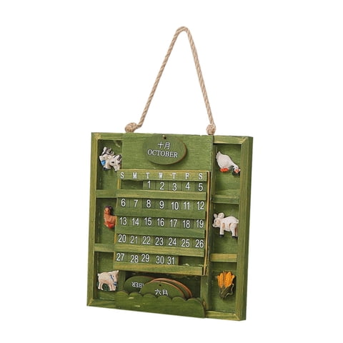 Ioensy - Calendario De Pared De Madera Ajustable, Elegante Decoración De Pared Para Dormitorio, Tienda, Oficina