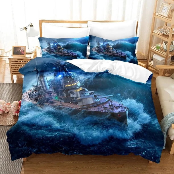 World of Warships Bedding Set Duvet Cover Bed Set Quilt Cover Pillowcase Comforter Boys Adult