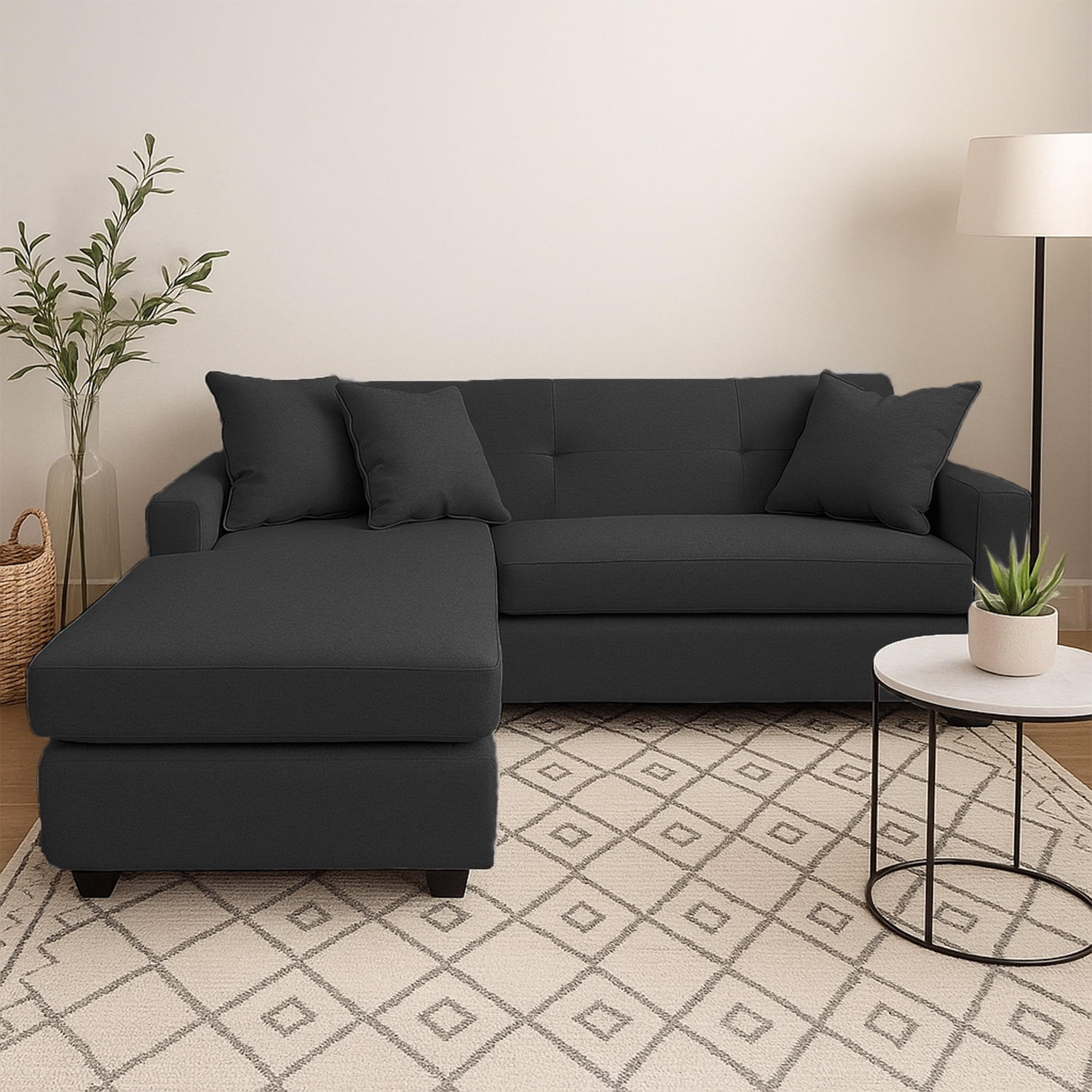 Mbc - Sofá L Intercambiable New Sevilla Tela Negro