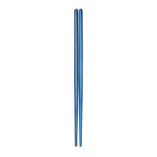 XmhyTop 2 Pares de Palillos Reutilizables de Acero Inoxidable, palillos chinos japoneses, Antiadherente, Aptos para Lavavajillas, 23 cm, El estilo B, Azul