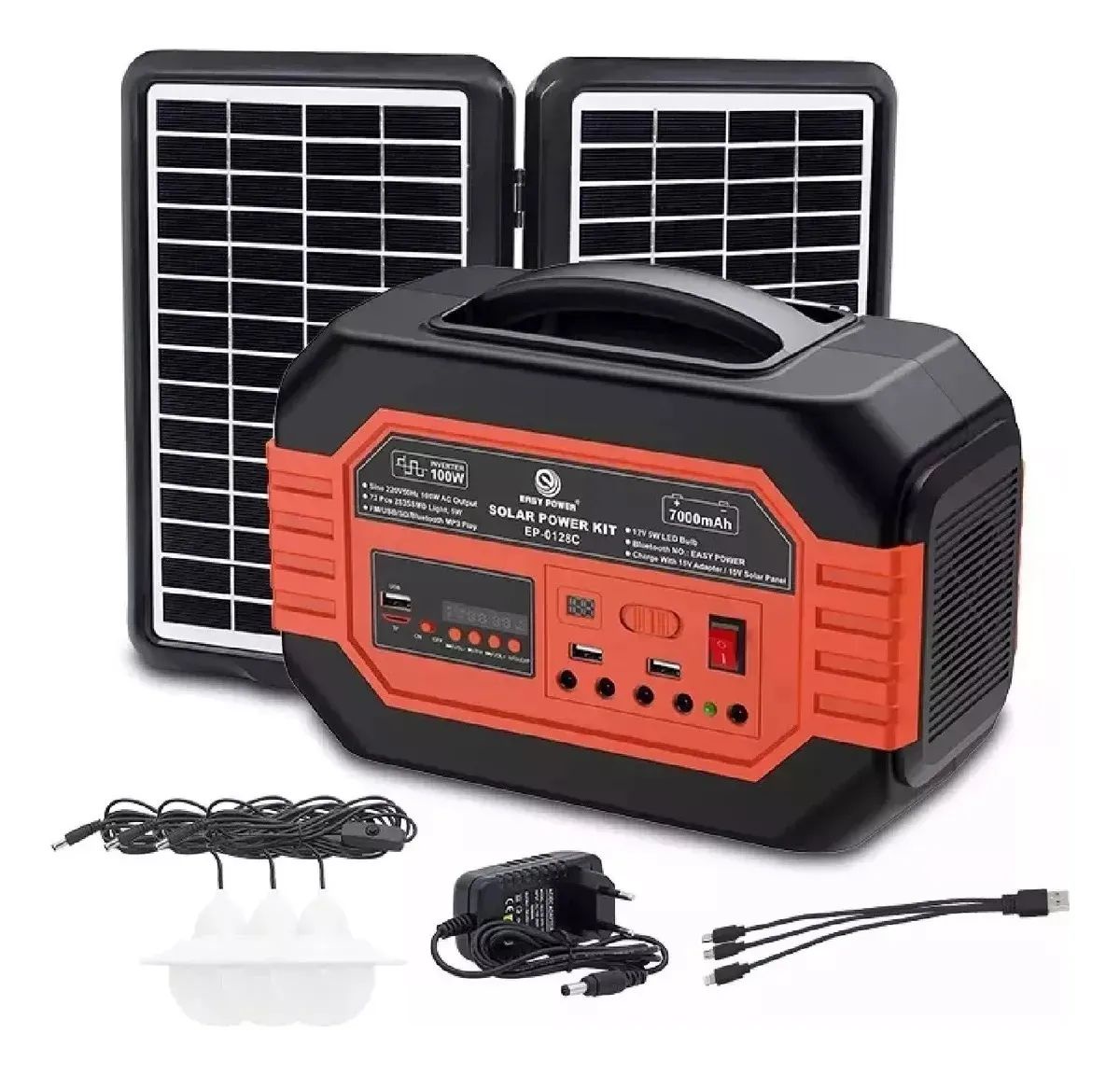 Shop E-Home - Kit Solar Camping Linterna Solar Panel Solar Usb Negro