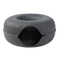 Ioensy - Túnel De Fieltro Para Gatos Cama Cueva Extraíble Fácil De Llevar Con Cremallera Gris Oscuro
