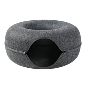 Ioensy - Túnel De Fieltro Para Gatos Cama Cueva Extraíble Fácil De Llevar Con Cremallera Gris Oscuro