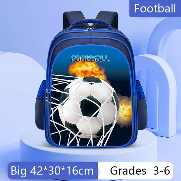 Boys Backpack Fashion Football Pattern Kids Bookbag Waterproof Primary Children School Bags Teen Girl Backpack (16 inch)