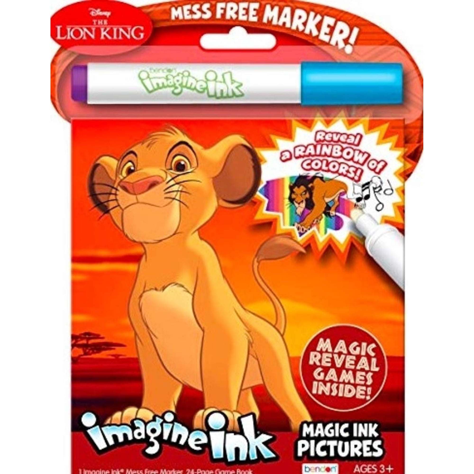 Libro Para Colorear Disney Lion King Imagine Ink Con Marcador Mágico