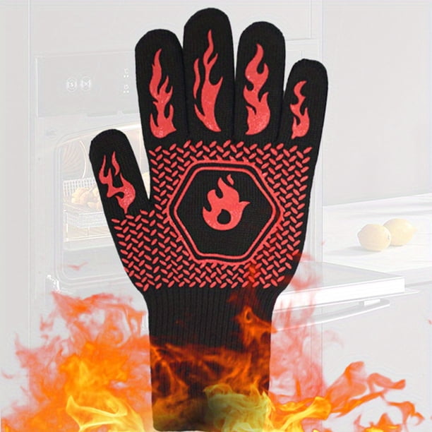 1pc Oven Gloves 932 °F Heat Resistant Gloves, Cut Resistant Oven Gloves, Non-Slip Silicone BBQ Gloves, Kitchen Safe Cooking Gloves, Oven Gloves, BBQ, Grill, Oven Gloves, Outdoor Camping Picnic, Cookwa