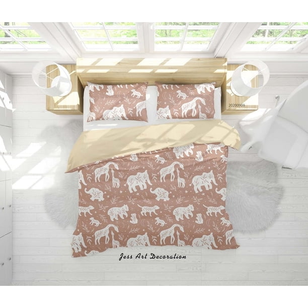 Juego De Funda Nórdica Patrón De Animales De Dibujos Animados 3d 3 Piezas