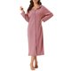 thumbnail image 2 of INSPIRE CHIC Bata con Capucha para Mujer con Cremallera, Manga Larga, Sudadera de Largo Completo con Bolsillos, Vestido de Descanso Suave, Talla S, Rosa Oscuro, 2 of 6
